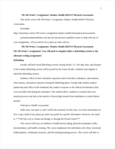 NR 509 Week 2 Assignment: Shadow Health HEENT Physical Assessment – page 2