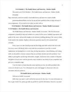 N518 Module 1: The Health History and Interview- Shadow Health – page 2