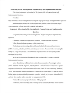 Advocating for The Nursing Role in Program Design and Implementation Questions – page 2