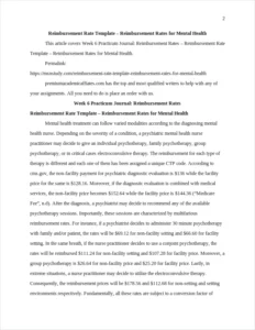 Reimbursement Rate Template – Reimbursement Rates for Mental Health – page 2