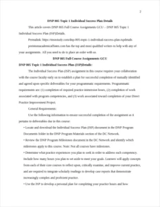 DNP 805 Topic 1 Individual Success Plan Details – page 2