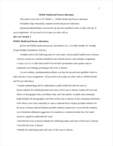 PERIE Model and Process directions – page 2