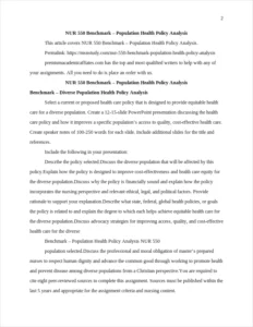 NUR 550 Benchmark – Population Health Policy Analysis – page 2