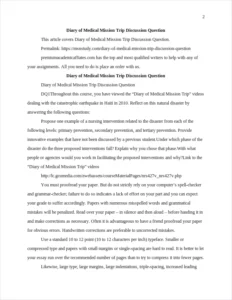 Diary of Medical Mission Trip Discussion Question – page 2