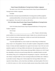 Project Proposal Identification of Nursing Practice Problem Assignment – page 2