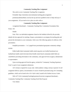 Community Teaching Plan Assignment – page 2