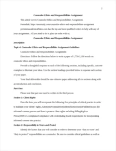 Counselor Ethics and Responsibilities Assignment – page 2