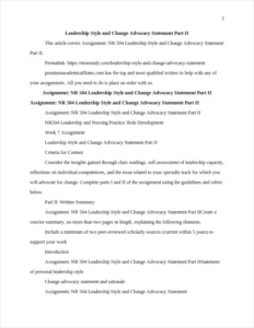 Leadership Style and Change Advocacy Statement Part II – page 2