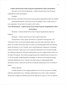 Evidence-Based Practice Project Proposal: Organizational Culture and Readiness – page 2