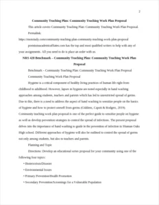 Community Teaching Plan: Community Teaching Work Plan Proposal – page 2