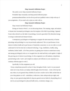 Sleep Journal & Reflection Project – page 2