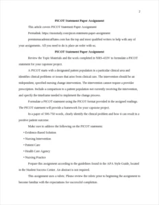 PICOT Statement Paper Assignment – page 2