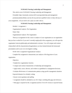 NURS4455 Nursing Leadership and Management – page 2