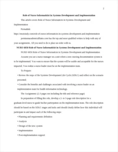 Role of Nurse Informaticist in Systems Development and Implementation – page 2