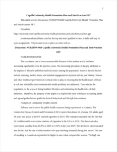 Capella University Health Promotion Plan and Best Practices PPT – page 2
