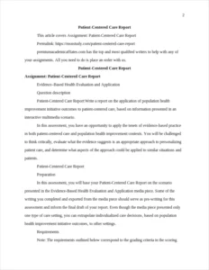 Patient-Centered Care Report – page 2
