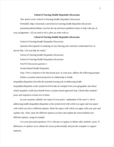 School of Nursing Health Disparities Discussion – page 2