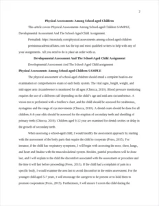 Physical Assessments Among School-aged Children SAMPLE – page 2
