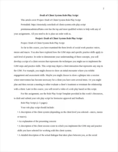 Draft of Client System Role Play Script – page 2