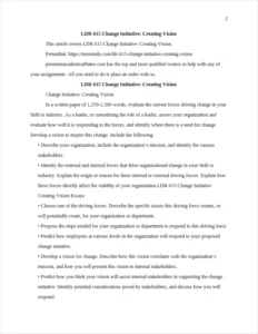 LDR 615 Change Initiative: Creating Vision – page 2