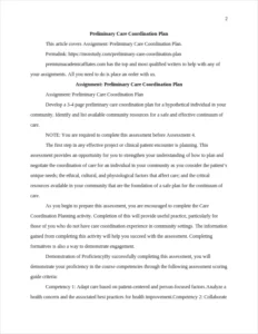 Preliminary Care Coordination Plan – page 2