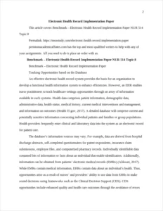 Electronic Health Record Implementation Paper – page 2
