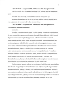 EHR Database and Data Management GCU – page 2