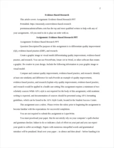 Evidence Based Research – page 2