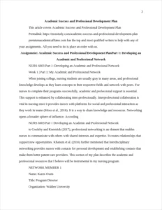 Academic Success and Professional Development Plan – page 2