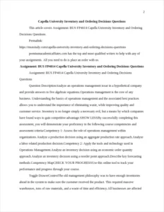 Capella University Inventory and Ordering Decisions Questions – page 2
