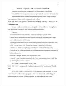 Practicum Assignment 1: Self-Assessment of Clinical Skills – page 2