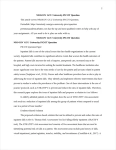 GCU University PICOT Question – page 2