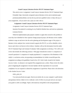 Grand Canyon Literature Review PICOT Statement Paper – page 2