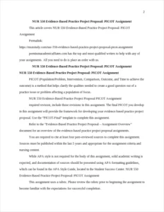 NUR 550 Evidence-Based Practice Project Proposal: PICOT Assignment – page 2