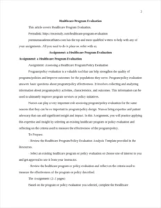 Healthcare Program Evaluation – page 2
