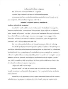 Medicare and Medicaid Assignment – page 2