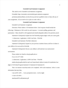 Extended Goal Statement Assignment – page 2
