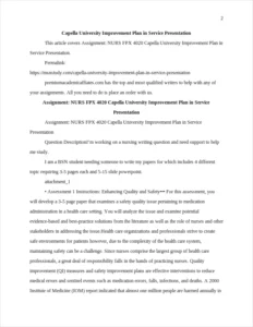 Capella University Improvement Plan in Service Presentation – page 2