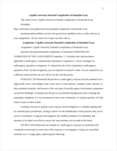 Capella University Potential Complexities of Homicide Essay – page 2