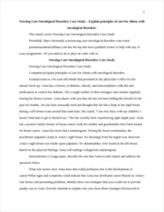 Nursing Care Oncological Disorders Case Study – page 2