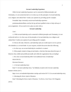Servant Leadership Experience – page 2