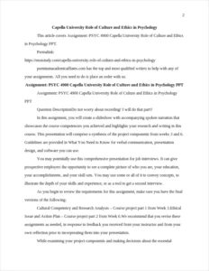 Capella University Role of Culture and Ethics in Psychology – page 2