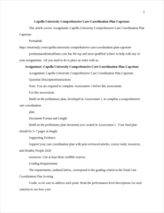 Capella University Comprehensive Care Coordination Plan Capstone – page 2