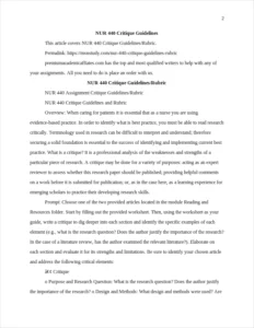 NUR 440 Critique Guidelines – page 2