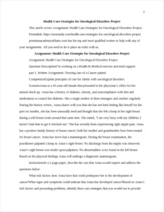 Health Care Strategies for Oncological Disorders Project – page 2