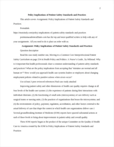 Policy Implications of Patient Safety Standards and Practices – page 2