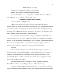 Healthcare Policy Evaluation – page 2