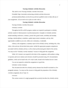 Nursing Scholarly Activities Discussion – page 2