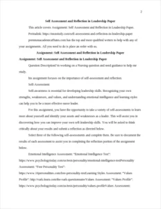 Self Assessment and Reflection in Leadership Paper – page 2