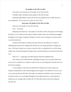 My Quality of Life Self-Care Plan – page 2